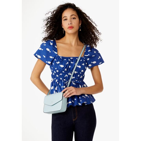 New Kate Spade Sadie Envelope Crossbody Crisp Sky - Picture 2 of 5